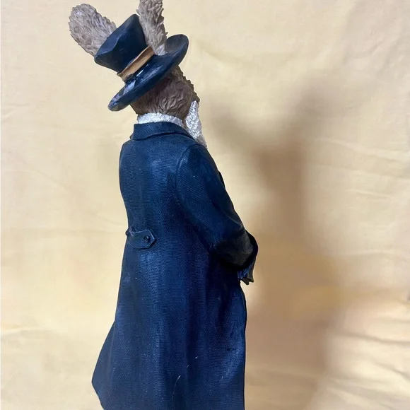 Vintage Gentleman Rabbit Figurine 12” Tall Victorian Style Cane Hat - Picture 8 of 13